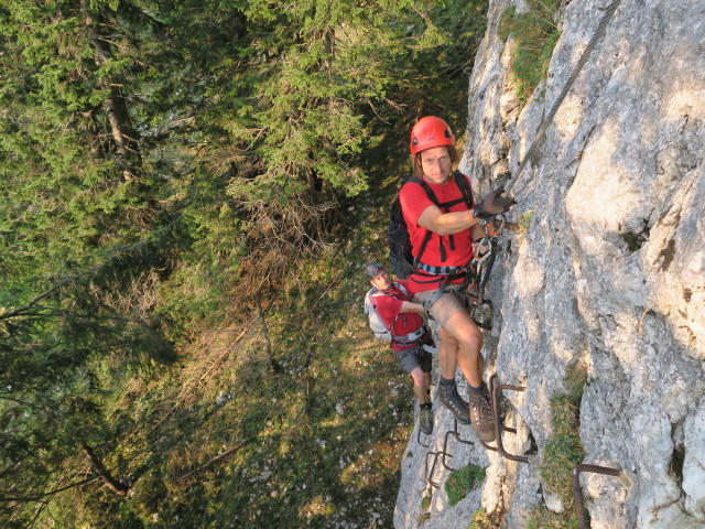 Bergmandl-Klettersteig: Erich und Jörg am 2. Pfeiler (8. Sep.)