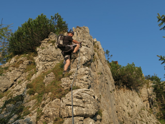 Bergmandl-Klettersteig: Lin am 3. Pfeiler (8. Sep.)