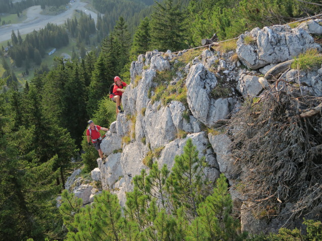 Bergmandl-Klettersteig: Erich und Jörg am 3. Pfeiler (8. Sep.)