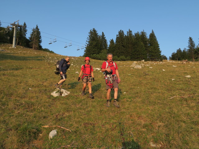 Lin, Jörg und Erich zwischen Bergmandl-Klettersteig und Hochkarboden (8. Sep.)