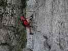 Heli-Kraft-Klettersteig: Jörg zwischen Riesenleiter und 1. Seilbrücke (8. Sep.)