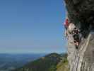 Heli-Kraft-Klettersteig: Erich und Lin zwischen 1. und 2. Seilbrücke (8. Sep.)