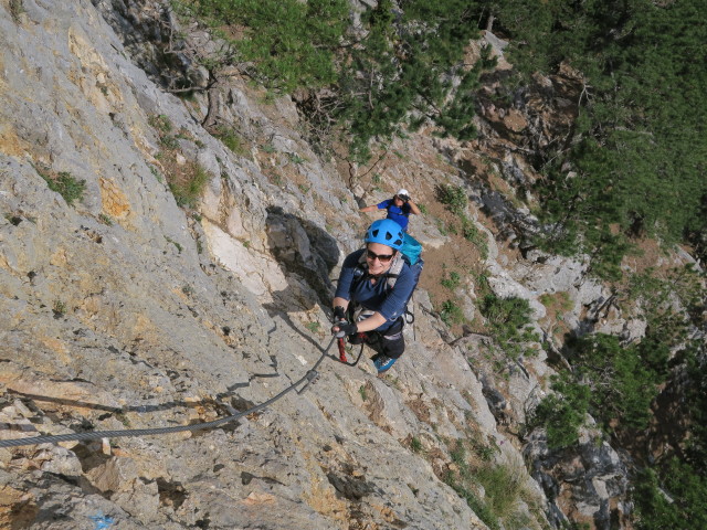 Gebirgsvereins-Klettersteig: Sabine in der Weningerwand