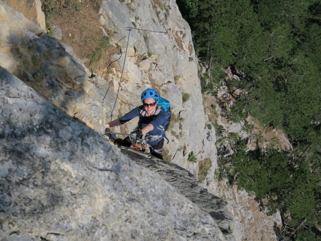 Gebirgsvereins-Klettersteig: Sabine in der Weningerwand