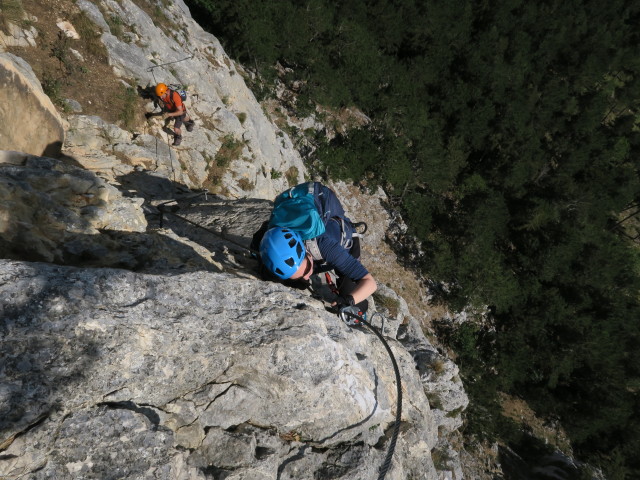 Gebirgsvereins-Klettersteig: Sabine in der Weningerwand