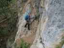 Gebirgsvereins-Klettersteig: Sabine in der Headwall