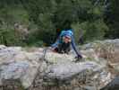 Gebirgsvereins-Klettersteig: Sabine in der Headwall