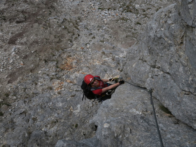 K&ouml;nigschusswand-Klettersteig: Carmen im Einstieg