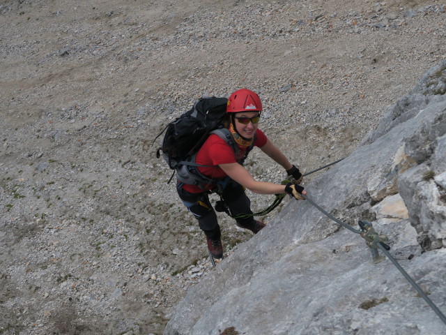 K&ouml;nigschusswand-Klettersteig: Carmen im unteren Teil