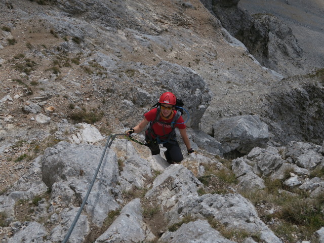 K&ouml;nigschusswand-Klettersteig: Carmen im unteren Teil