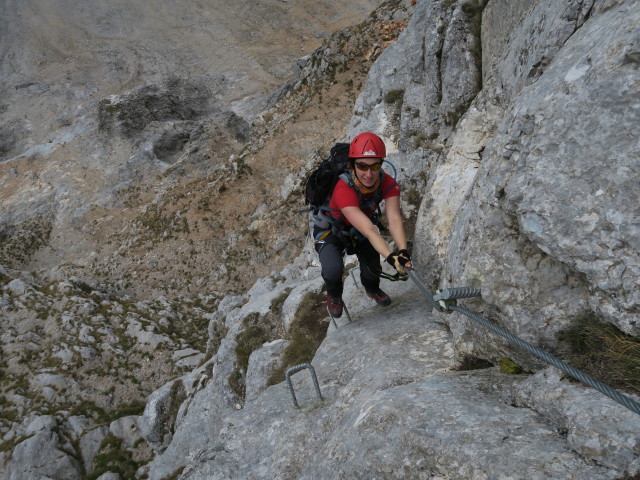 K&ouml;nigschusswand-Klettersteig: Carmen im mittleren Teil