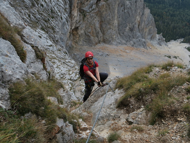 K&ouml;nigschusswand-Klettersteig: Carmen im oberen Teil