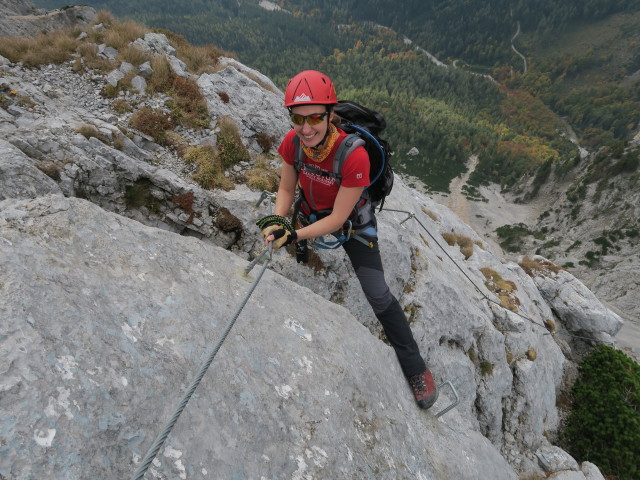 Königschusswand-Klettersteig: Carmen im Ausstieg