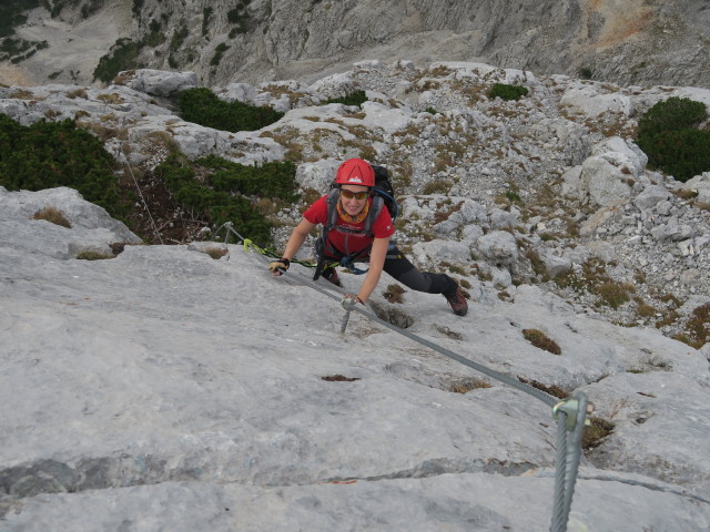 K&ouml;nigschusswand-Klettersteig: Carmen im Ausstieg