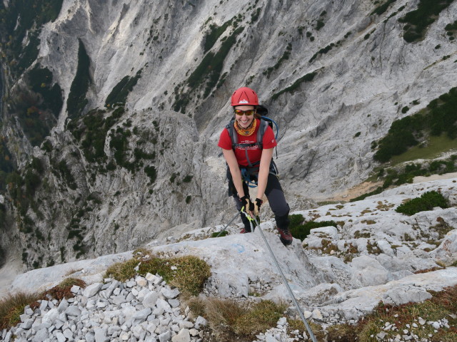 K&ouml;nigschusswand-Klettersteig: Carmen im Ausstieg