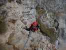 Königschusswand-Klettersteig: Carmen zwischen Schlüsselstelle und Höhle