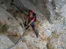 Königschusswand-Klettersteig: Carmen zwischen Schlüsselstelle und Höhle