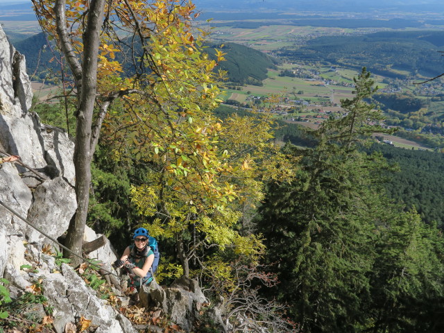 Wildenauer-Klettersteig: Sabine in der Einstiegswand