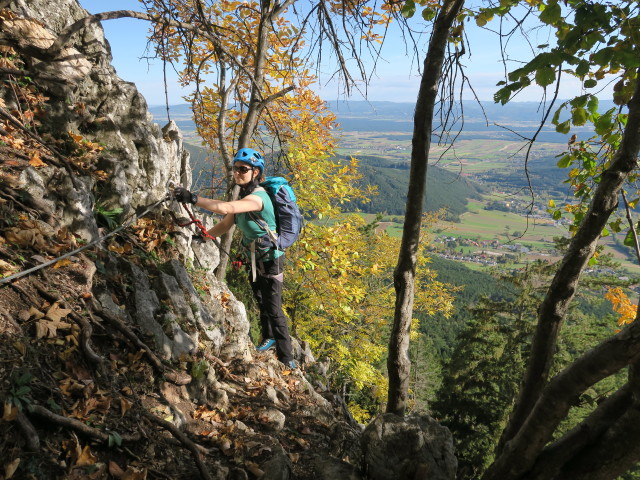 Wildenauer-Klettersteig: Sabine in der Einstiegswand