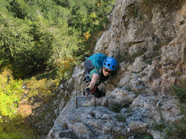 Wildenauer-Klettersteig: Sabine nach der Schl&uuml;sselstelle