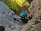 Wildenauer-Klettersteig: Sabine vor dem Steigbuch