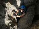 Wildenauer-Klettersteig: Sabine beim Klemmblock