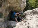 Wildenauer-Klettersteig: Sabine beim Klemmblock