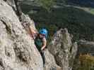 Wildenauer-Klettersteig: Sabine in der Schlusswand