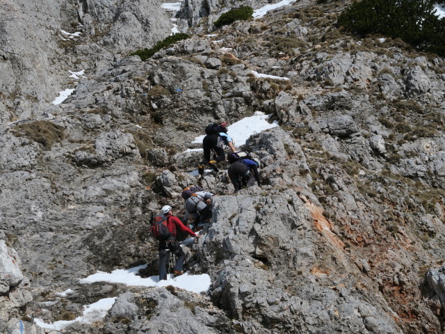 Haid-Klettersteig: Gerhard, Christoph, Josef und Ursula zwischen Madonna und Ausstieg