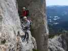 Haid-Klettersteig: Gerhard und Christoph zwischen zweitem Steigbaum und großem Kessel