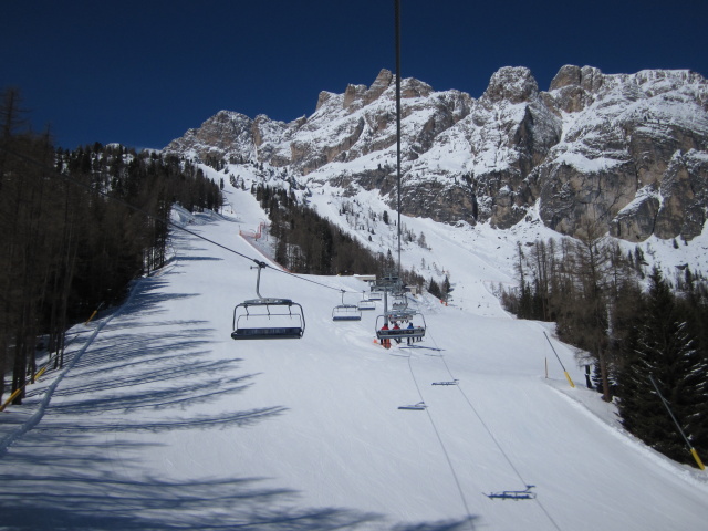 Piste 'Stratofana Olimpica' vom Sessellift Roncato Festis aus (22. März)