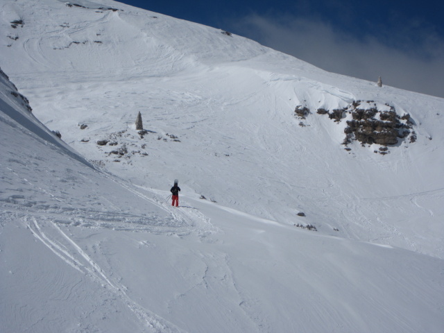 Markus zwischen Forcella Pordoi und Bamberger Hütte (23. März)
