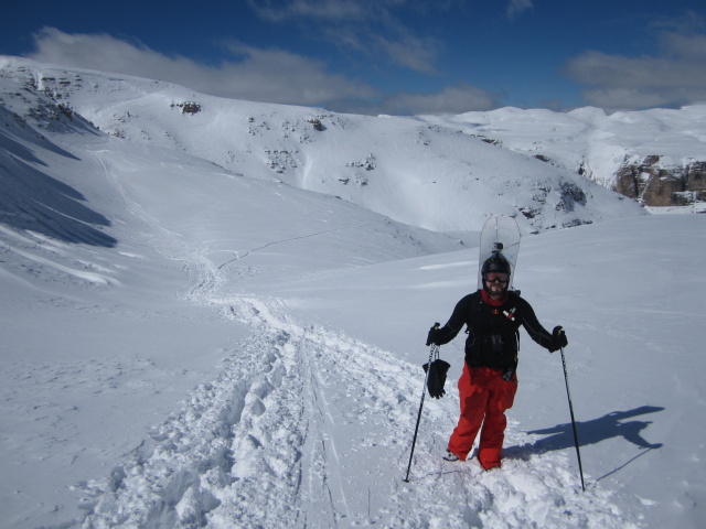 Markus zwischen Forcella Pordoi und Bamberger Hütte (23. März)