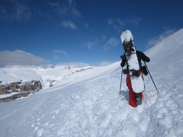 Markus zwischen Forcella Pordoi und Bamberger Hütte (23. März)