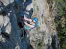 Gebirgsvereins-Klettersteig: Sabine in der Headwall