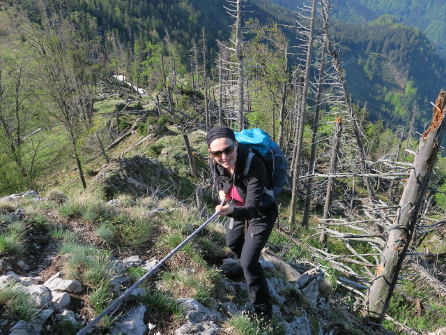 Sabine am Weg E10 zwischen Langlackenmauer und Ochsenkogel (6. Mai)