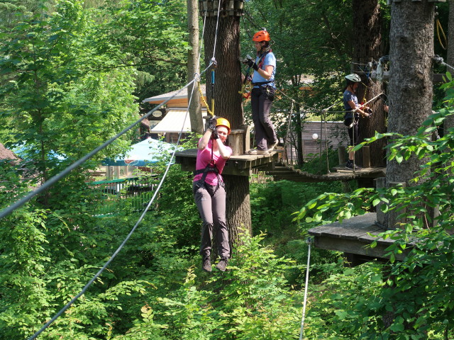 Kletterwald Buchenberg: Sabine, Kerstin und Karin im Parcours 'Blaumeise'