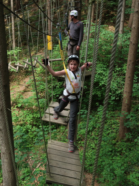 Kletterwald Buchenberg: Stefan und Katja Lin im Parcours 'Baummarder'