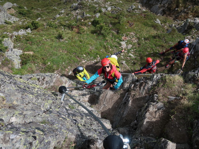 Speikboden-Klettersteig: Leonie und Sigrid zwischen Nepalbrücke und Ausstieg