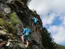 Speikboden-Klettersteig: Daniel und Christian zwischen Einstieg und Notausstieg