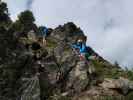 Speikboden-Klettersteig: Daniel und Christian zwischen Nepalbrücke und Ausstieg