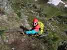 Speikboden-Klettersteig: Sigrid zwischen Nepalbrücke und Ausstieg