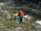 Speikboden-Klettersteig: Leonie und Sigrid zwischen Nepalbrücke und Ausstieg