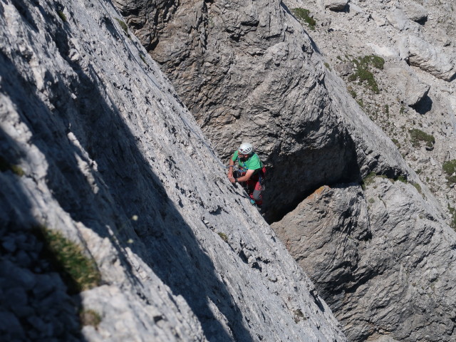 Gamsplatte: Reinhard in der 1. Seillänge
