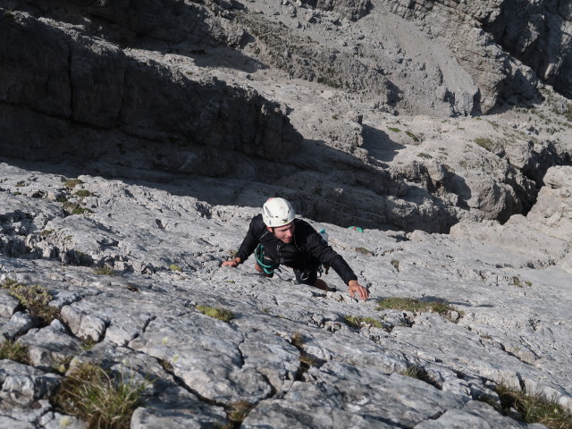 Gamsplatte: Christoph in der 7. Seillänge