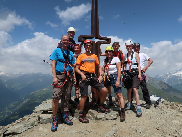 Frank, Josef, Michaela, ich, Ulrike, Marion, Sonja und Erich am Vorgipfel des Rotenkogels