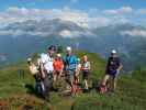 Michaela, Erich, Marion, Frank, Ulrike, Sonja und Josef zwischen Bergstation der Goldriedbahn und Bunköpfl