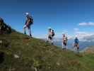 Josef, Ulrike, Sonja und Frank zwischen Bergstation der Goldriedbahn und Bunköpfl