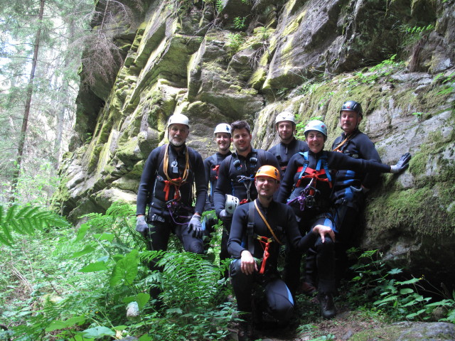 Josef, Sonja, Alexander, ich, Christoph, Ulrike und Erich beim Einstieg