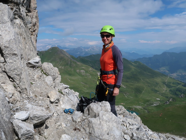 Tschirpen-Klettersteig: Carmen beim Einstieg